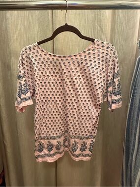 Women's Pink Printed Short Sleeve Top
